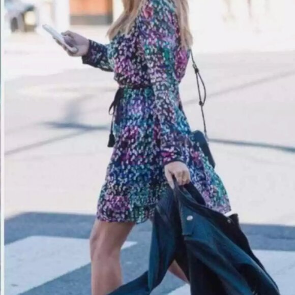 Kate Spade Metallic Multi Polka Dot Silk Wrap Mini Dress - Picture 2 of 7